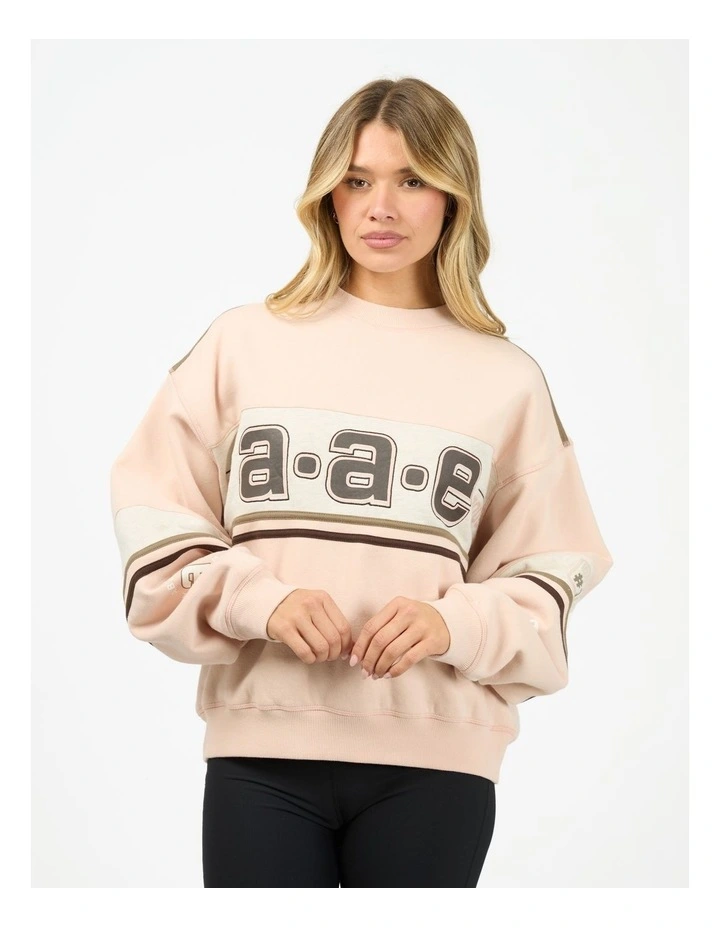 Wild Nation Box Crew Neck Sweat Top in Pink image 1