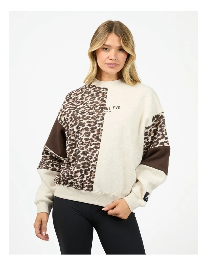 The Wild Box Crew Neck Sweat Top in Oat 6476142 image 1