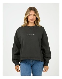 Washed Box Crew Neck Top in Black