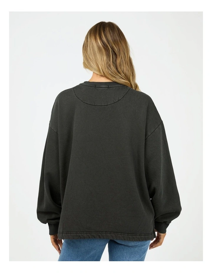 Washed Box Crew Neck Top in Black image 2