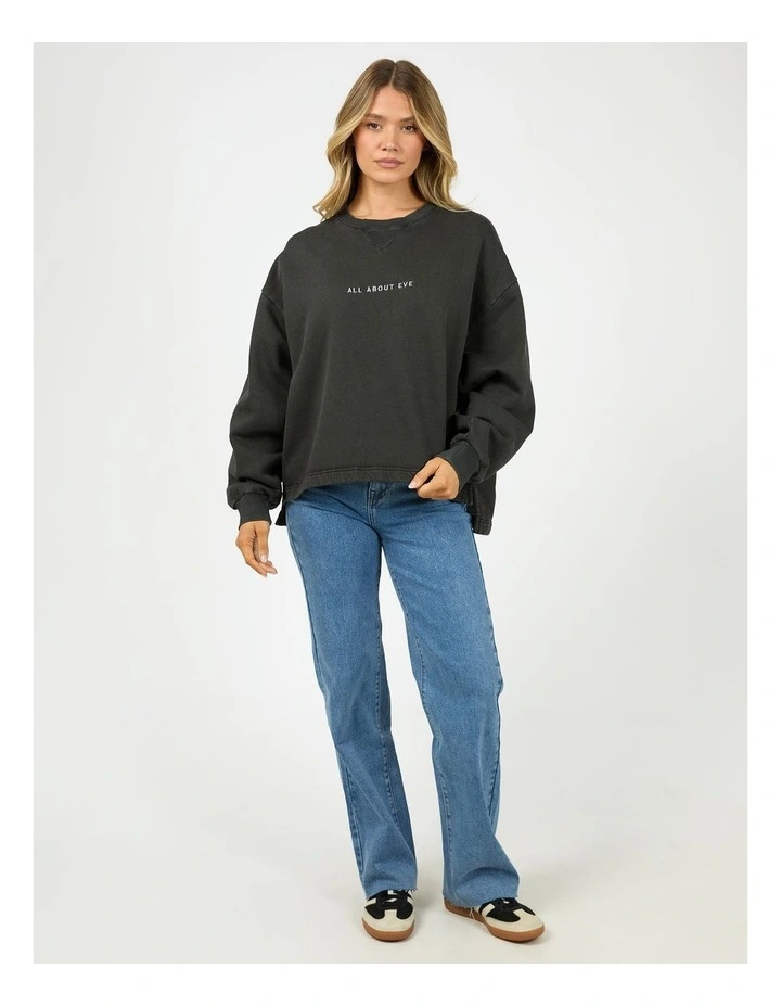 Washed Box Crew Neck Top in Black image 3