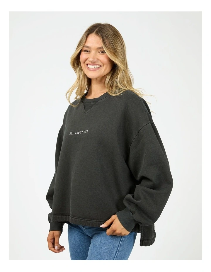 Washed Box Crew Neck Top in Black image 4