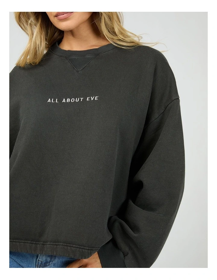 Washed Box Crew Neck Top in Black image 5