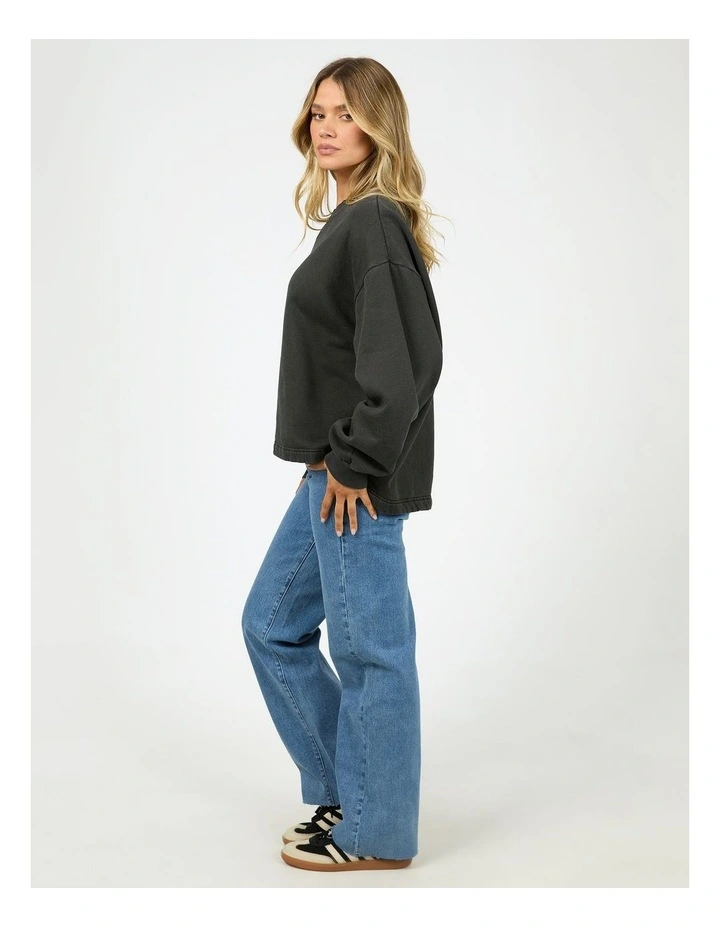 Washed Box Crew Neck Top in Black image 6