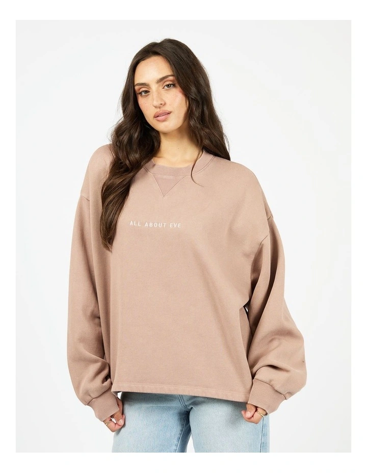 Washed Box Crew Jumper in Fawn image 1