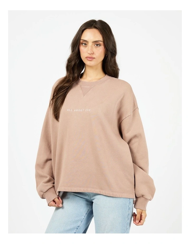 Washed Box Crew Jumper in Fawn image 3