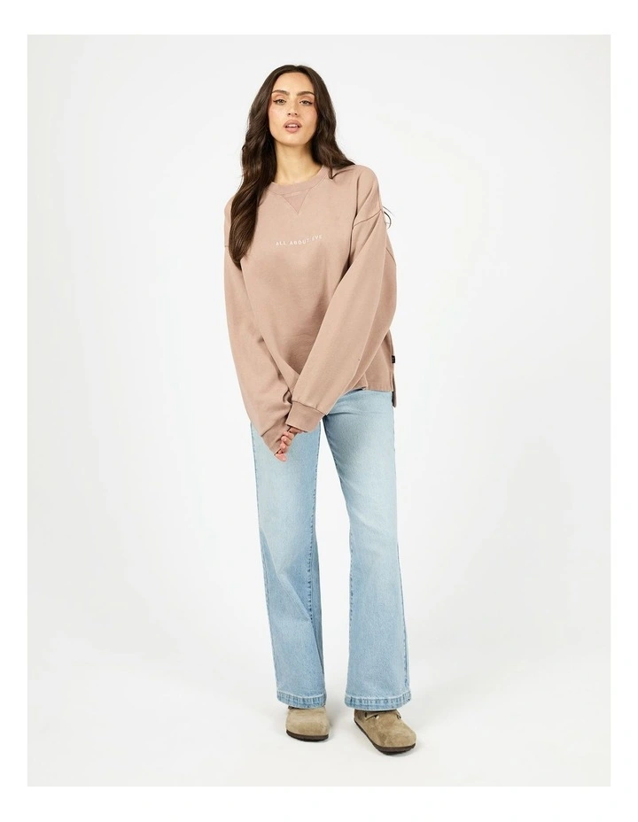Washed Box Crew Jumper in Fawn image 5