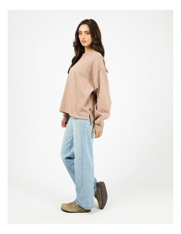 Washed Box Crew Jumper in Fawn image 6