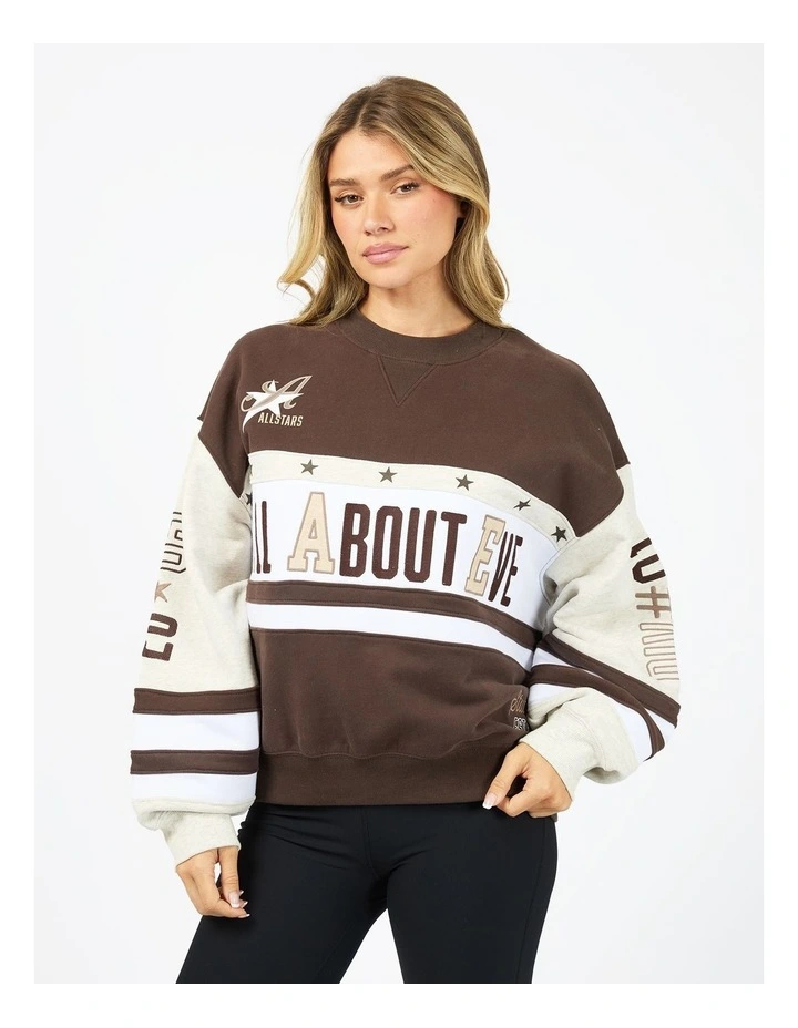 Div One Panel Crew Neck Jumper in Brown image 1