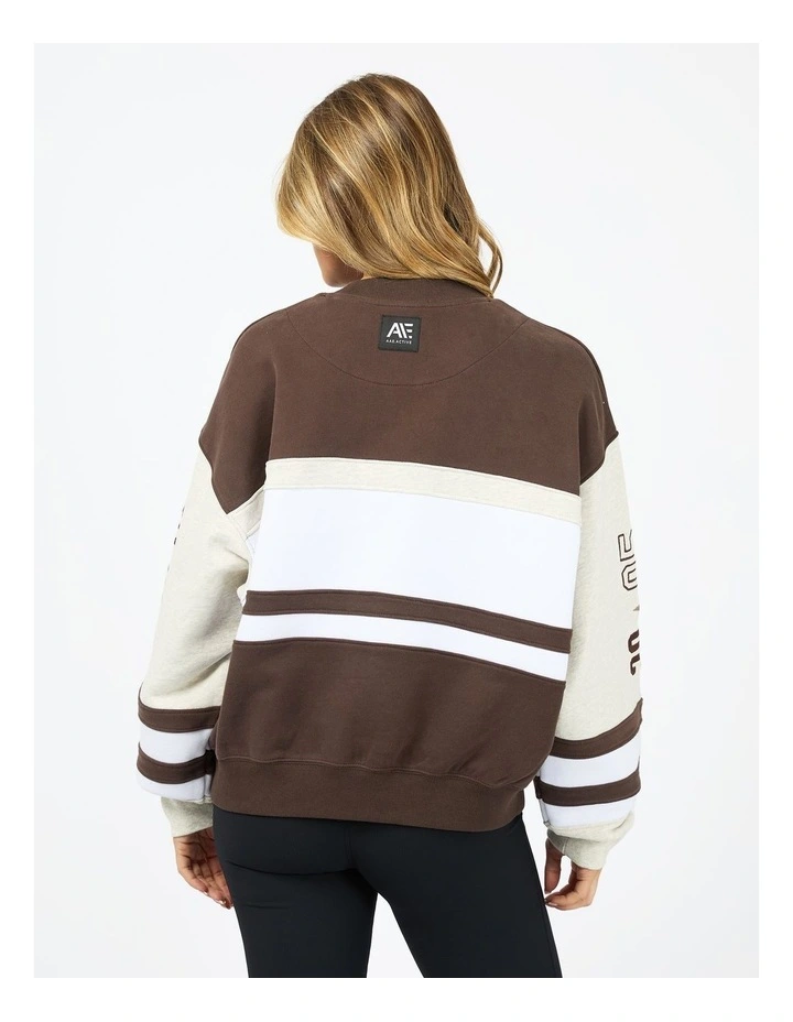 Div One Panel Crew Neck Jumper in Brown image 2