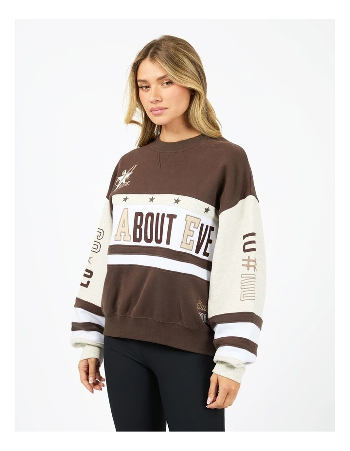 Div One Panel Crew Neck Jumper in Brown image 3