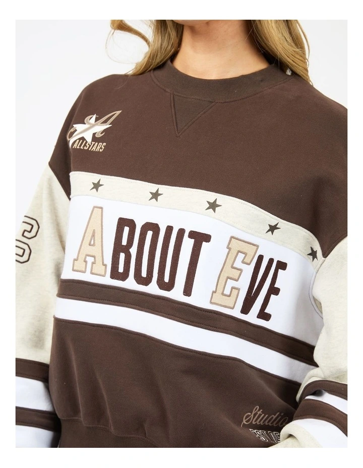 Div One Panel Crew Neck Jumper in Brown image 4