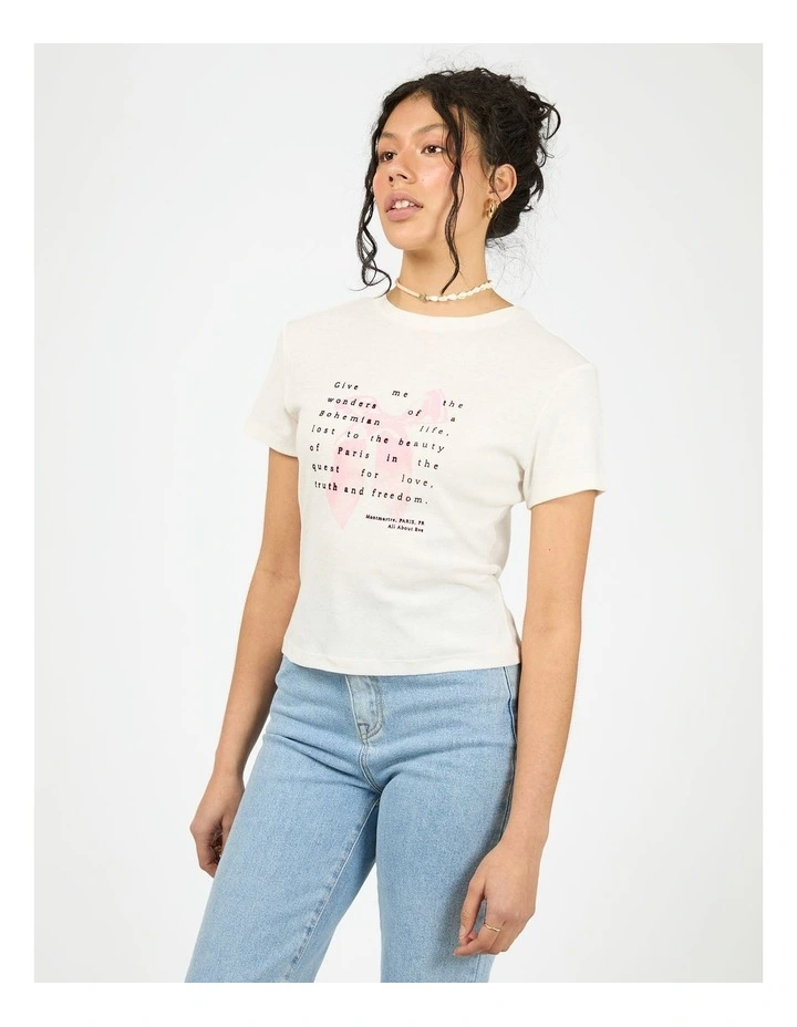 Clover Baby Tee in White image 3