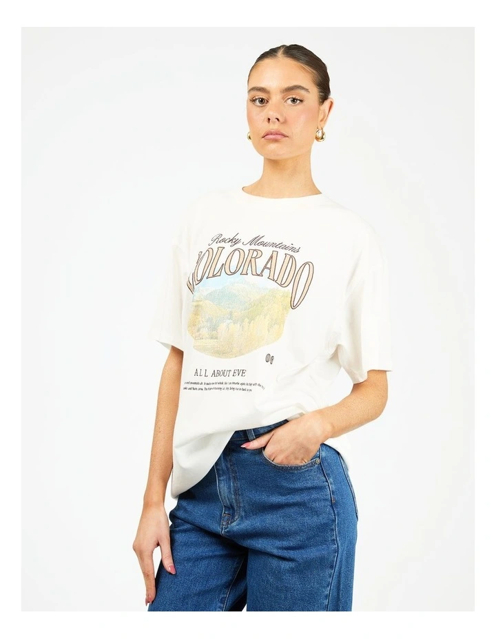 Rocky Mountains Relaxed Tee in Cream image 3