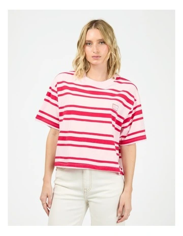 Ruby Crop Relaxed Tee in Red