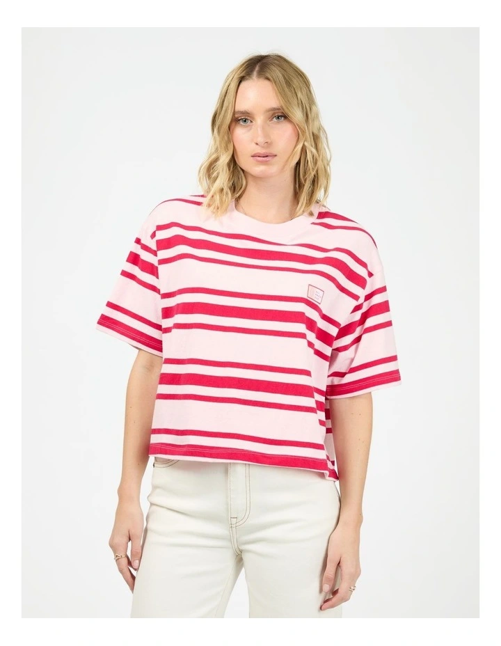 Ruby Crop Relaxed Tee in Red image 1
