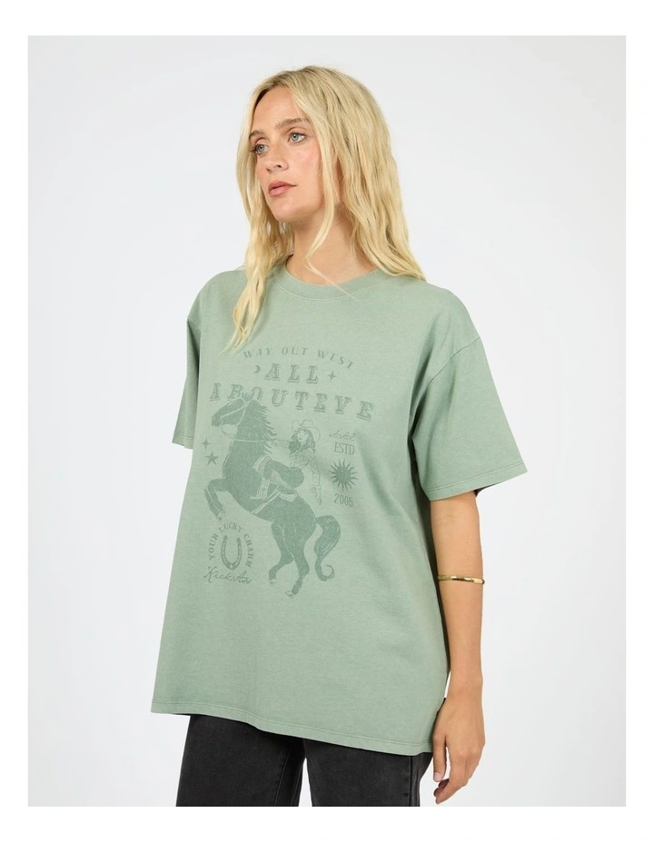 Giddy Up Relaxed Tee in Green image 3