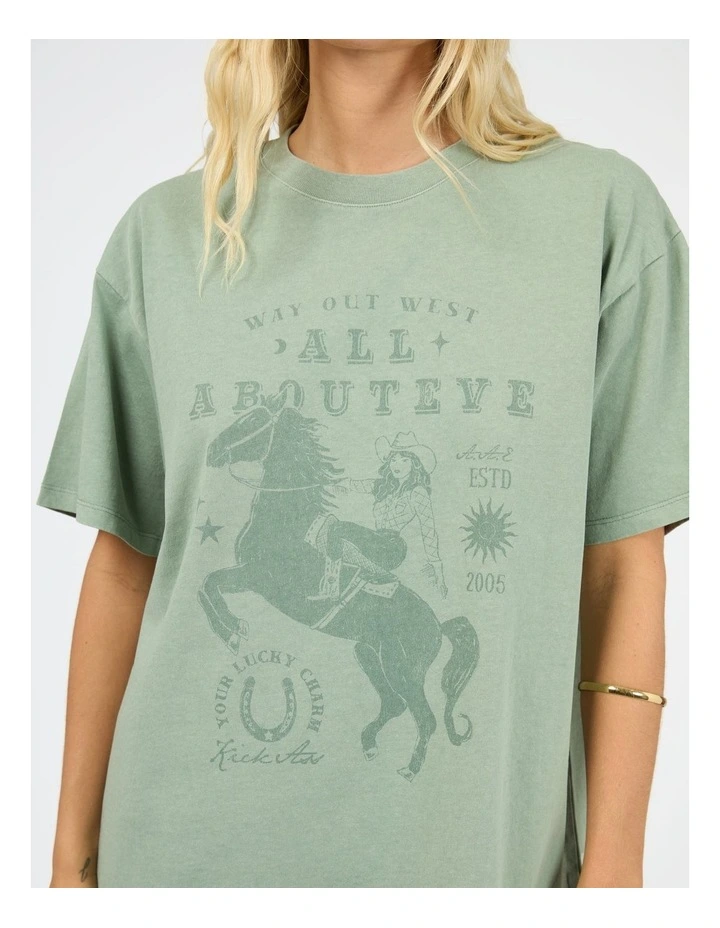 Giddy Up Relaxed Tee in Green image 4