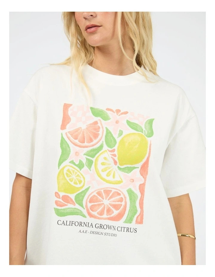 Citrus Relaxed Tee in White image 4