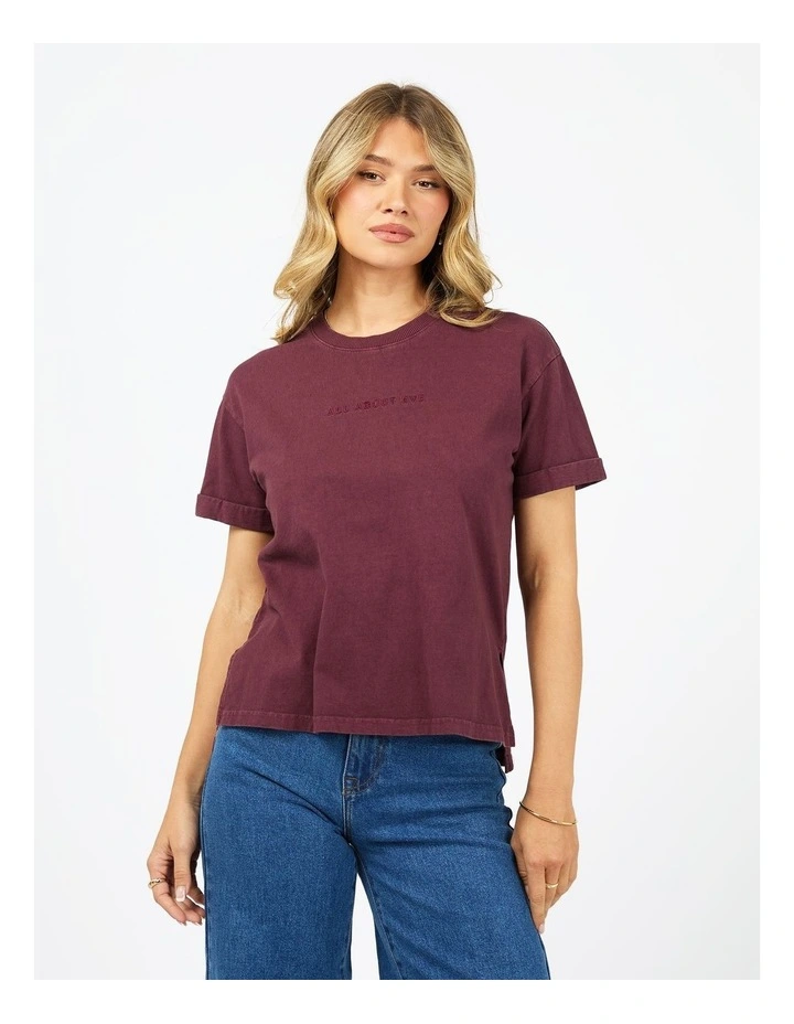 Washed Tee in Wine image 1