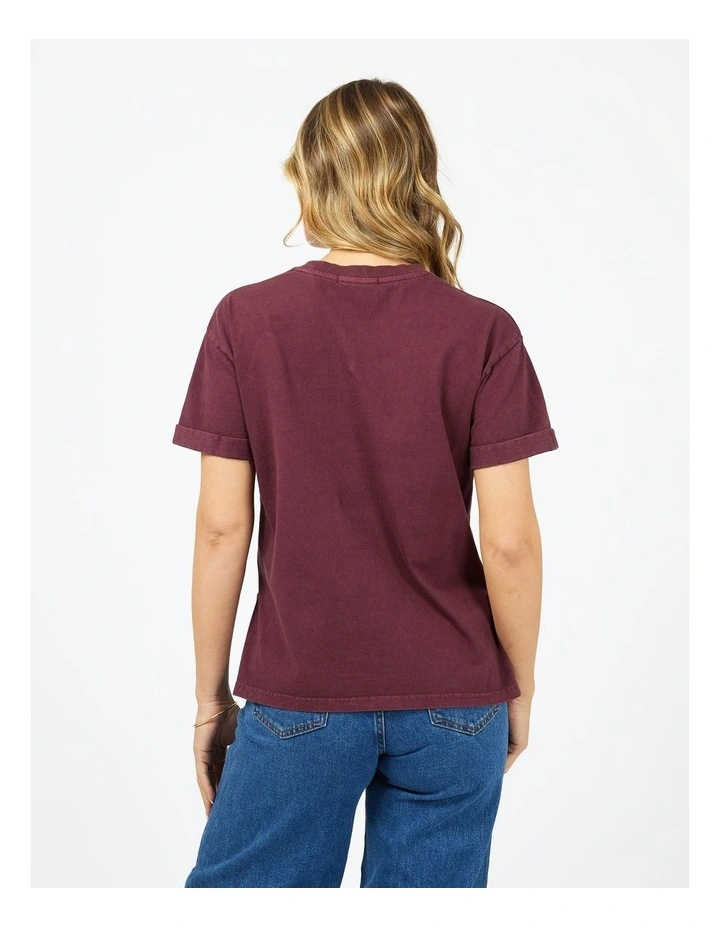 Washed Tee in Wine image 2
