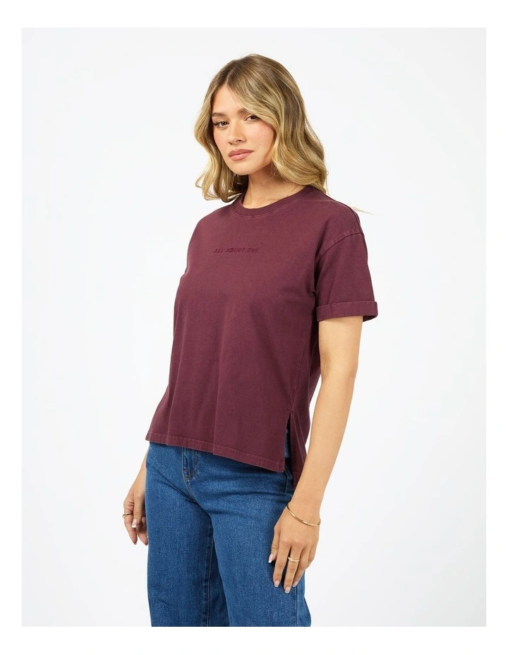 Washed Tee in Wine image 3