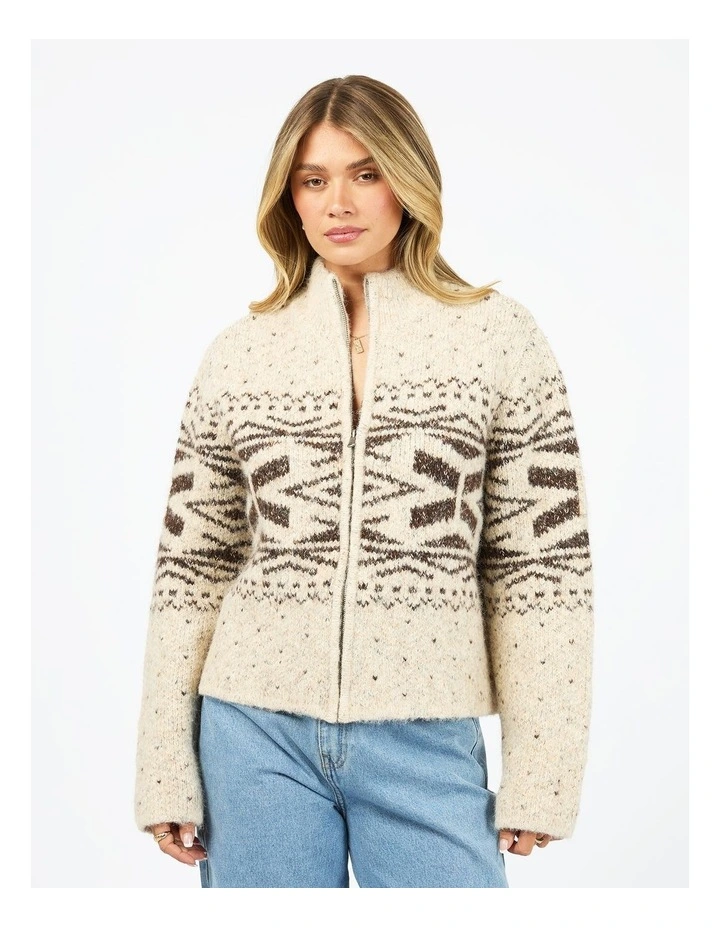 Zoe Knit Zip Thru in Oat image 1