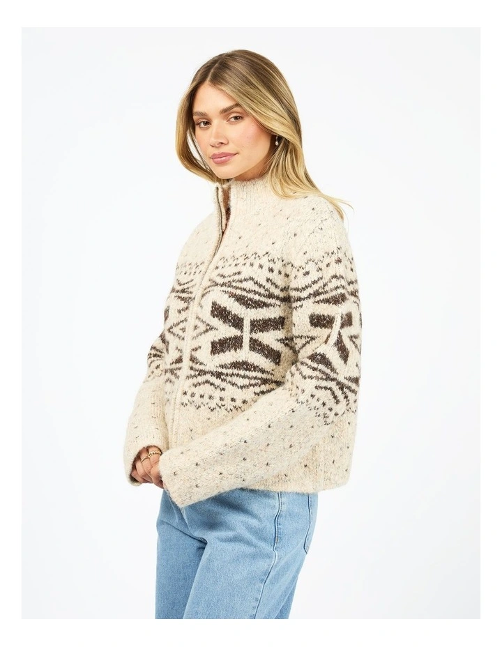 Zoe Knit Zip Thru in Oat image 3
