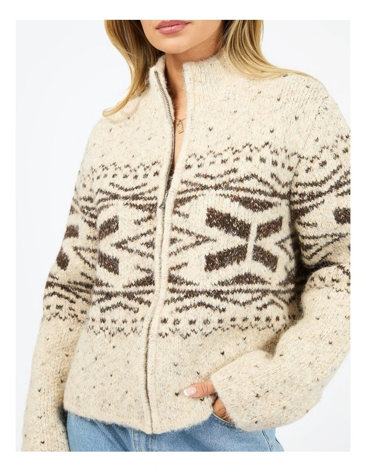 Zoe Knit Zip Thru in Oat image 4