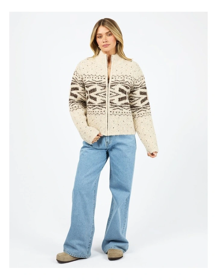 Zoe Knit Zip Thru in Oat image 5