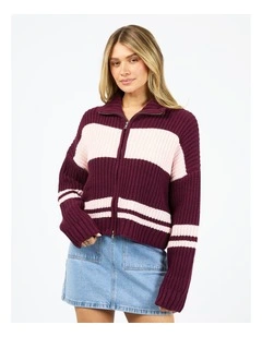 Aida Zip Thru Knit Top in Multi