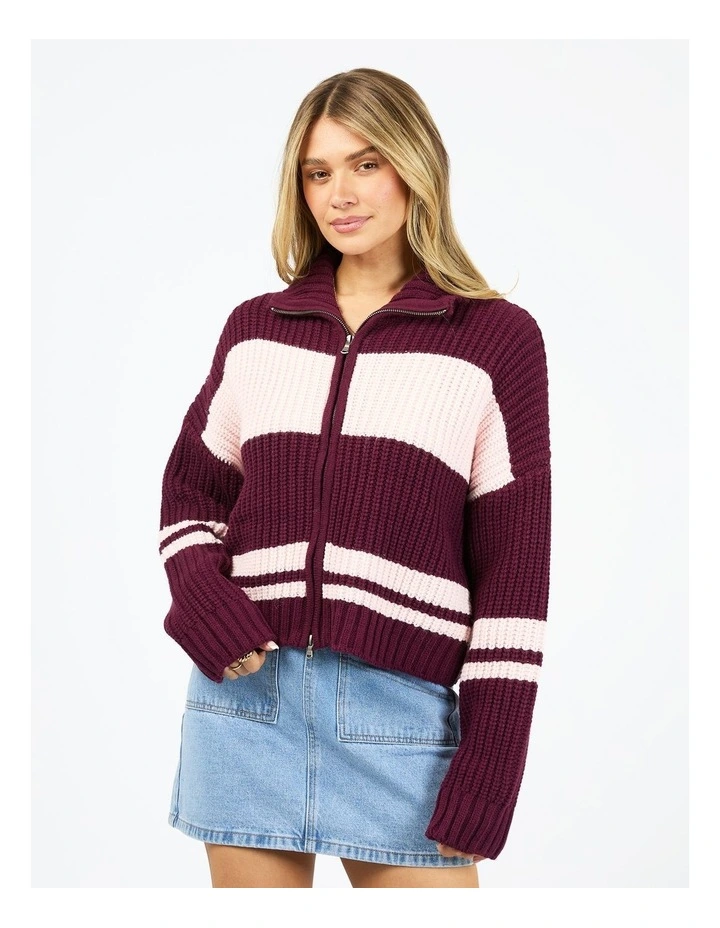 Aida Zip Thru Knit Top in Multi image 1