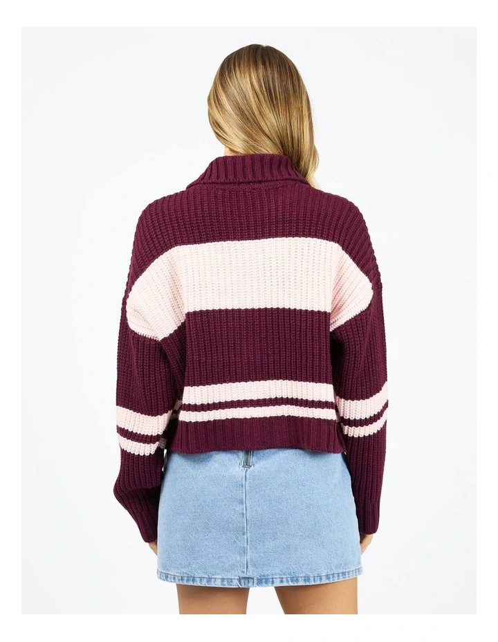 Aida Zip Thru Knit Top in Multi image 2