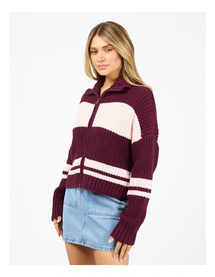 Aida Zip Thru Knit Top in Multi image 3