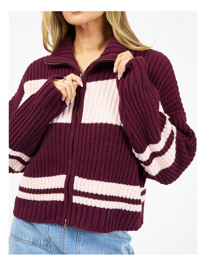 Aida Zip Thru Knit Top in Multi image 4