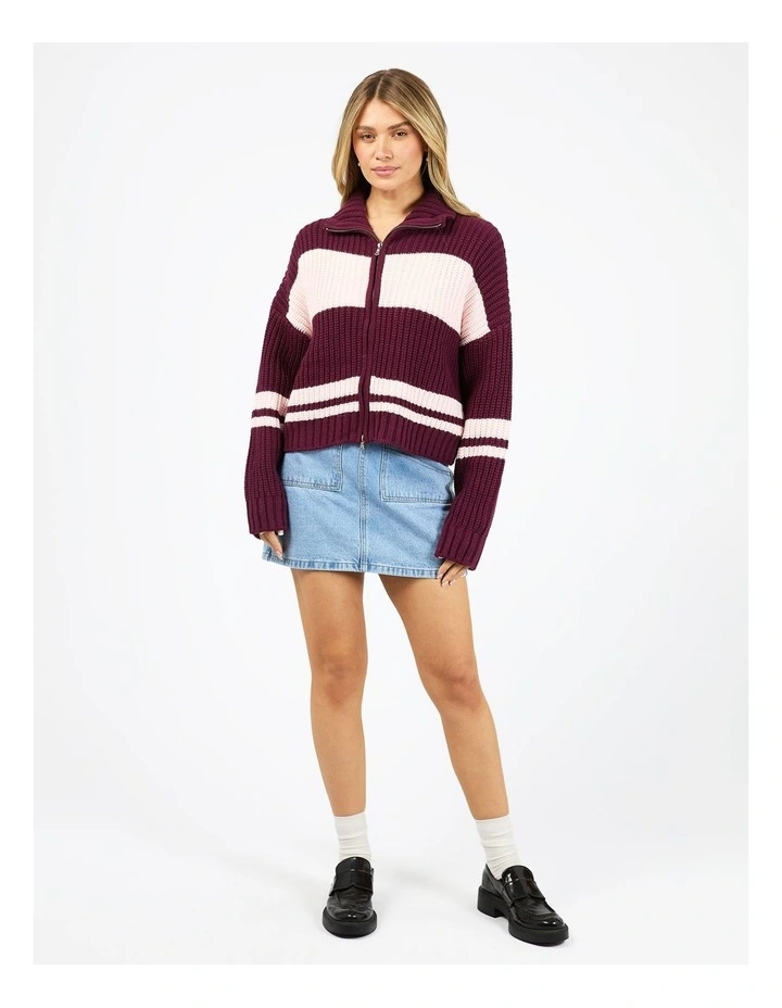 Aida Zip Thru Knit Top in Multi image 5