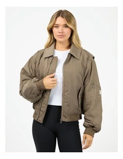 Active Luxe Bomber Jacket in Brown