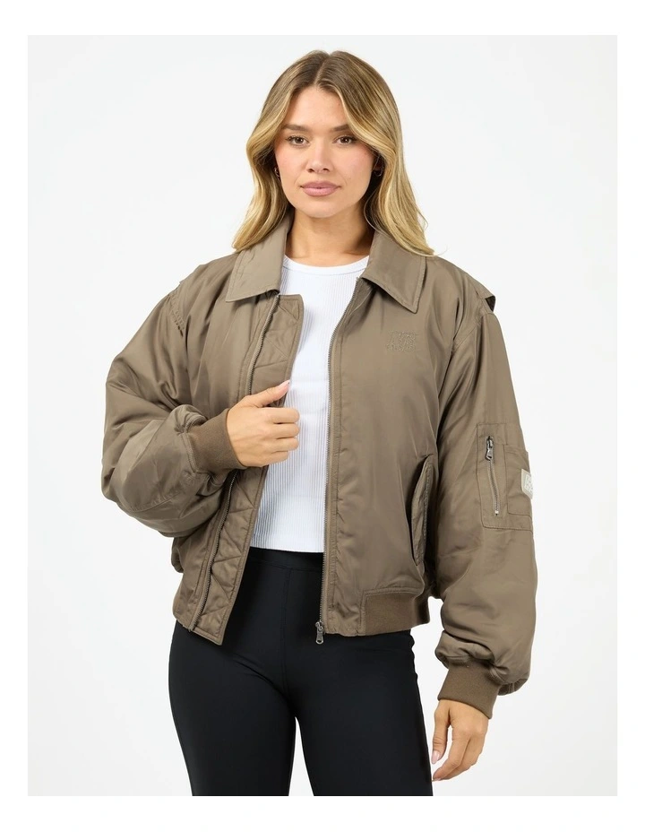 Active Luxe Bomber Jacket in Brown image 1