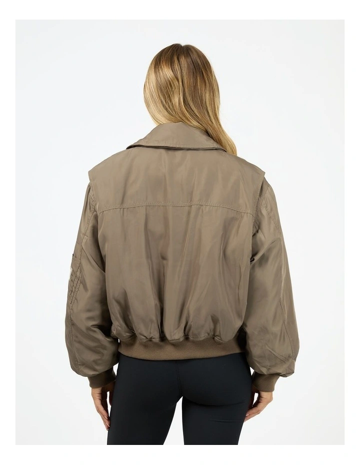 Active Luxe Bomber Jacket in Brown image 2