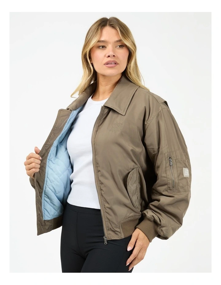 Active Luxe Bomber Jacket in Brown image 4