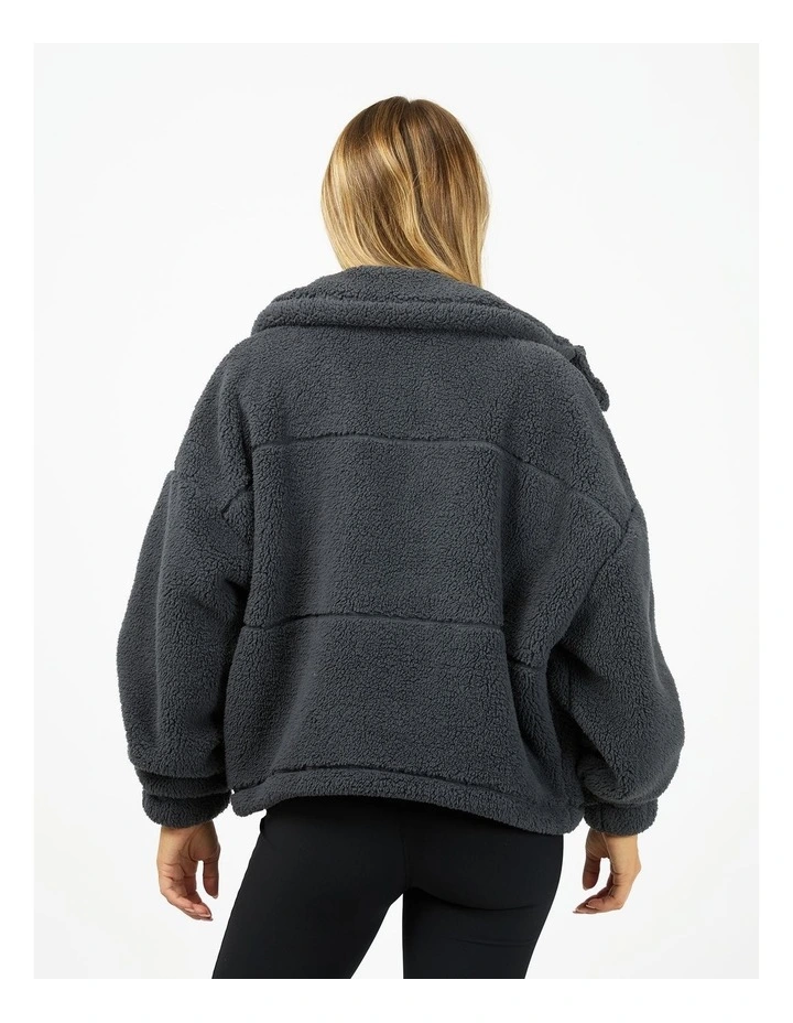 Cosy Club Teddy Jacket in Charcoal image 2