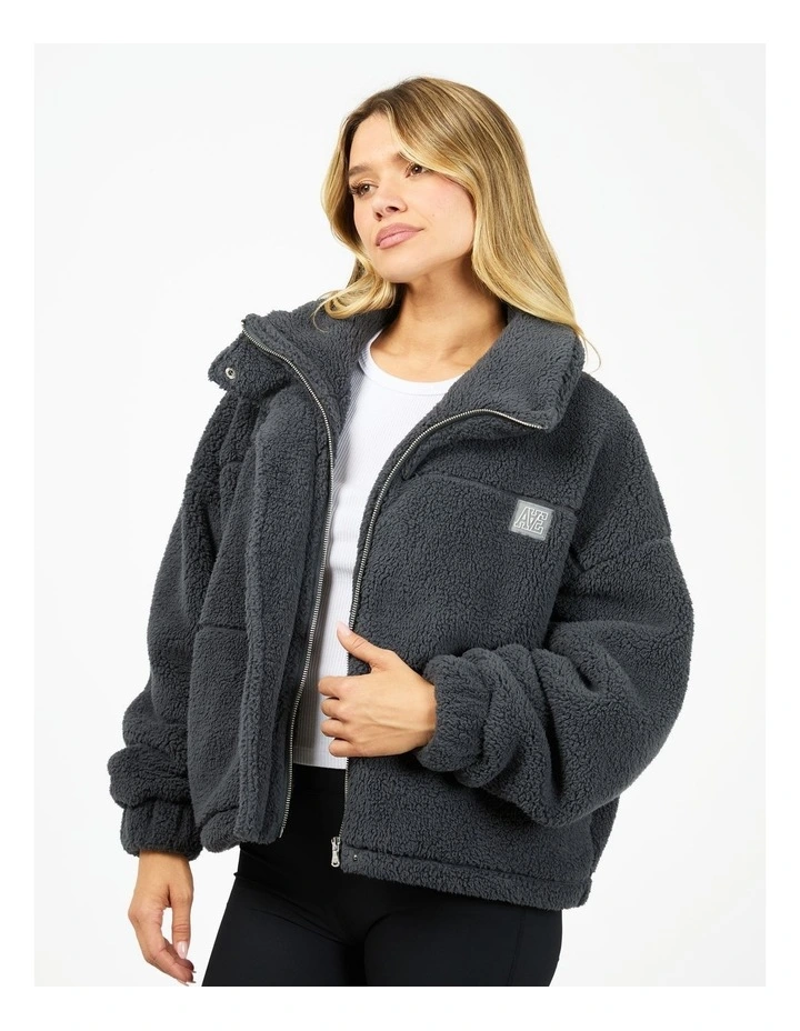 Cosy Club Teddy Jacket in Charcoal image 3