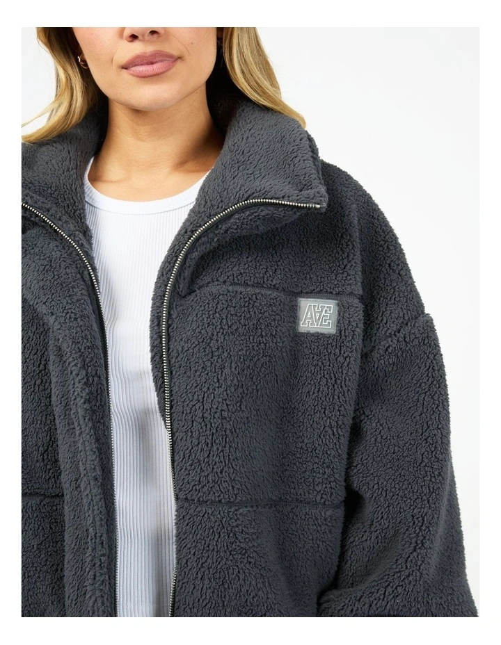 Cosy Club Teddy Jacket in Charcoal image 4