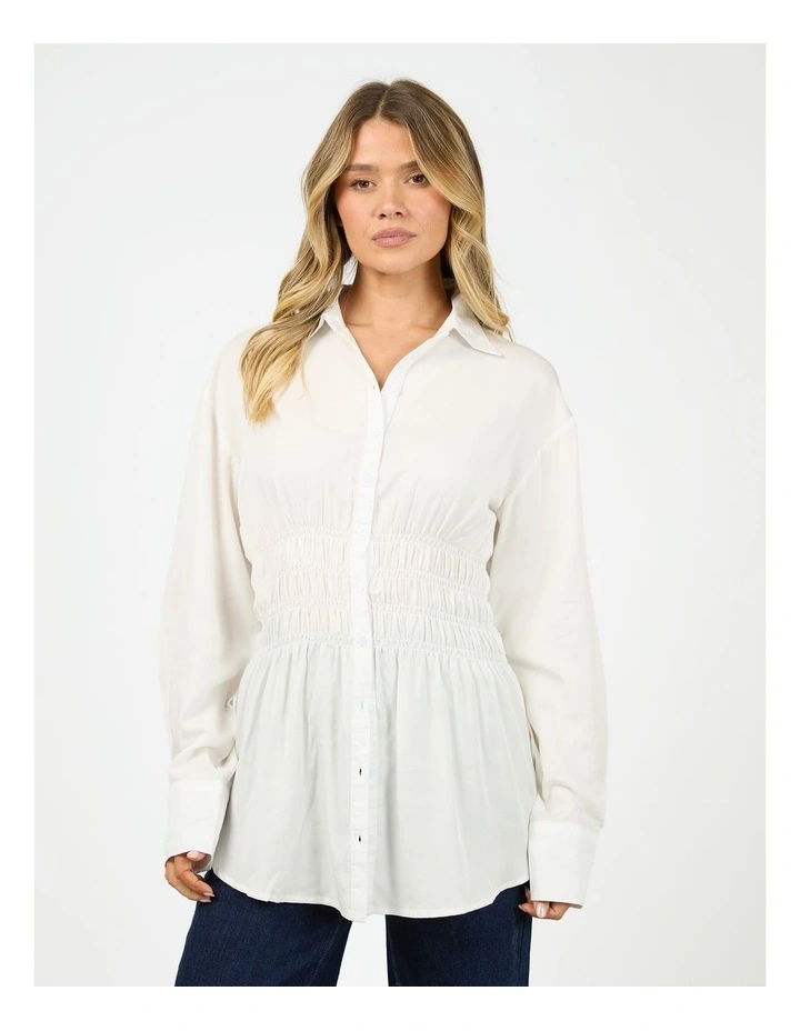 AAE Ruched Shirt in White image 1