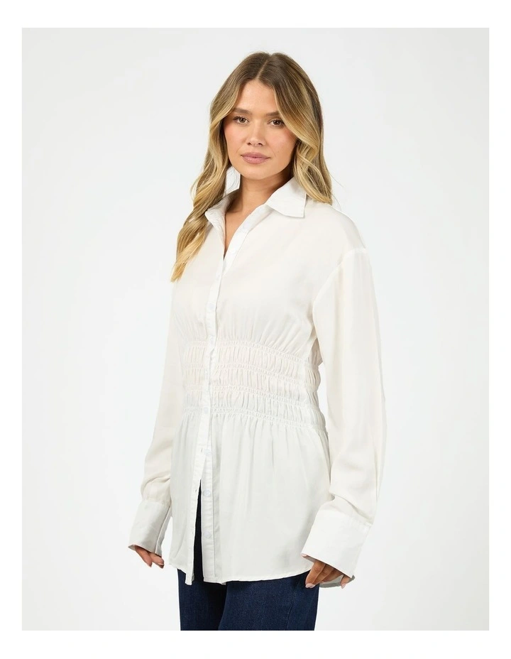 AAE Ruched Shirt in White image 4