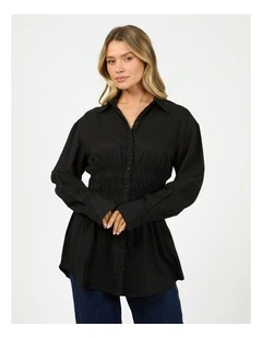 AAE Ruched Shirt in Black