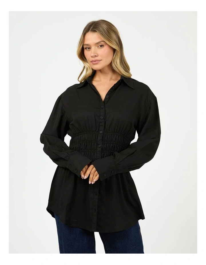 AAE Ruched Shirt in Black image 1