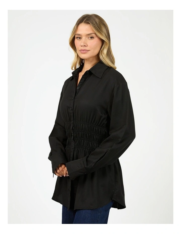 AAE Ruched Shirt in Black image 4