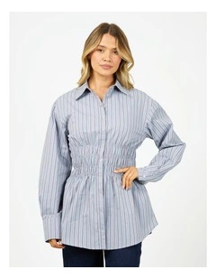 AAE Ruched Stripe Shirt in Blue
