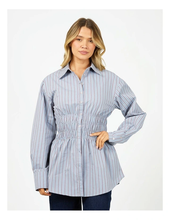 AAE Ruched Stripe Shirt in Blue image 1